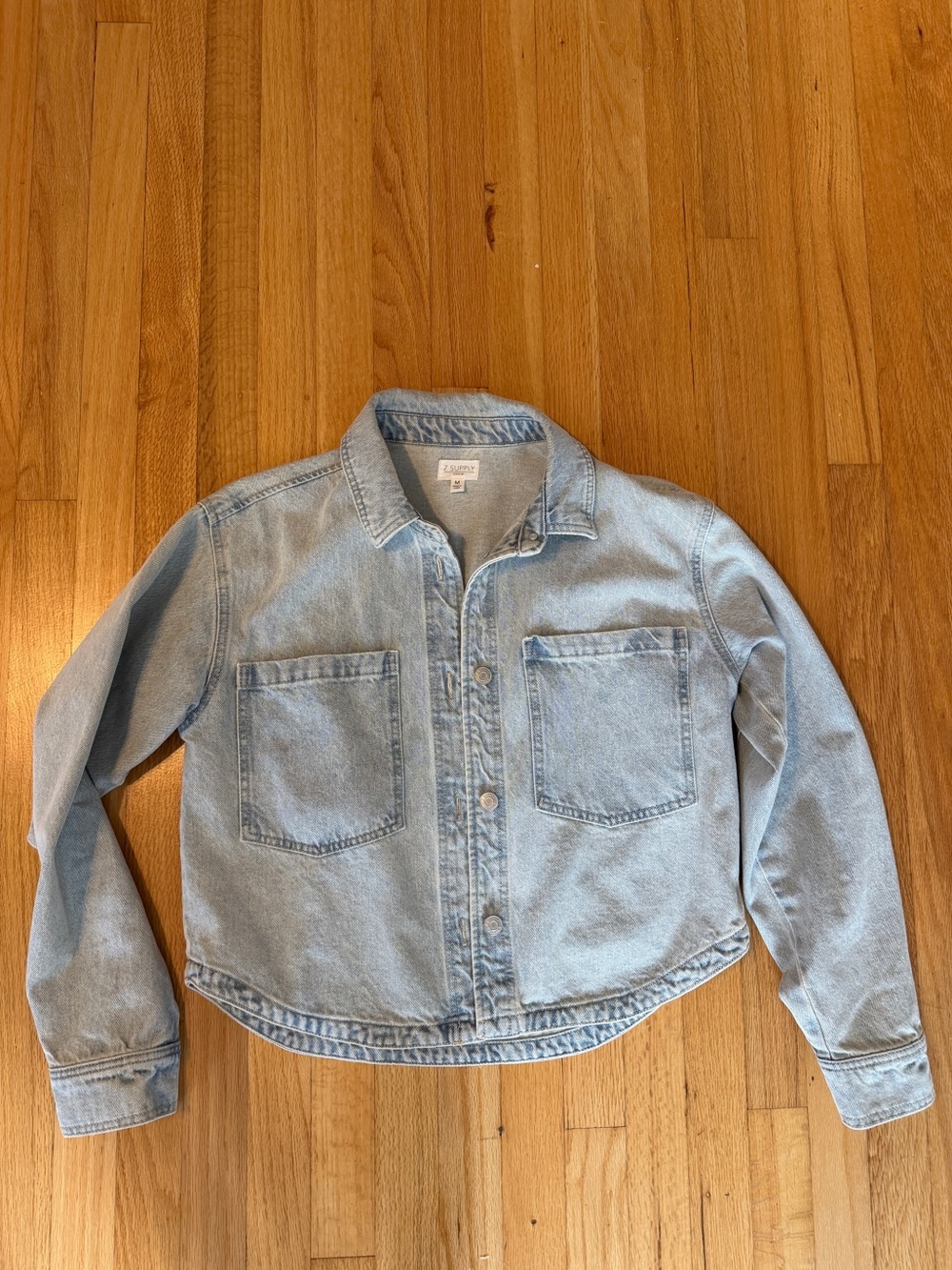 Z Supply Light Wash Denim Jacket with Front Patch Pockets